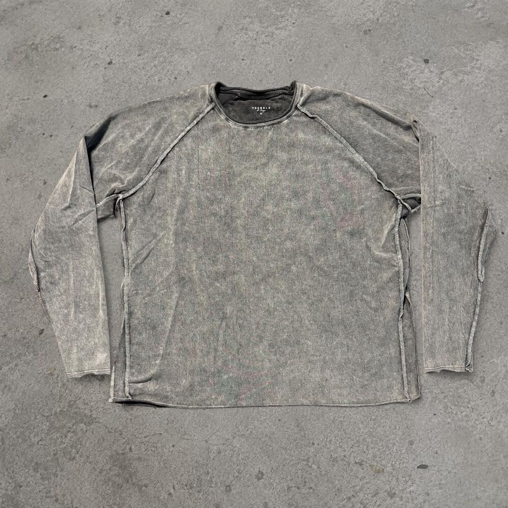 YoungLA 8068 Proper Long Sleeve Size XL Grey Wash Raglan Y2K Gym Pump Cover